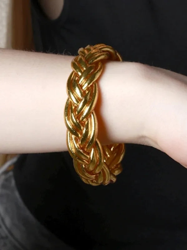 BRAIDED GOLD LEAF BRACELET